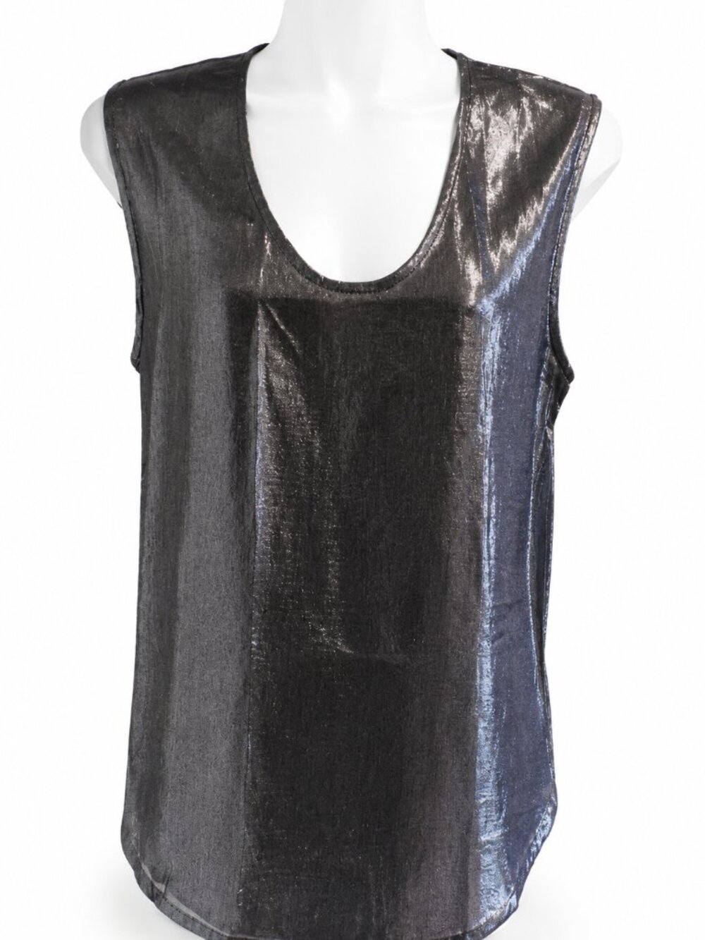NWT J Crew Metallic Navy Scoop Neck Tank Size XS